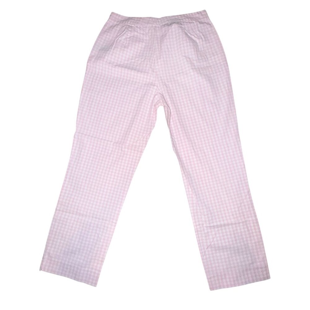 Lauren Ralph Lauren Straight Leg Pants Womens 10 Pink White Checkered Check - Picture 5 of 8